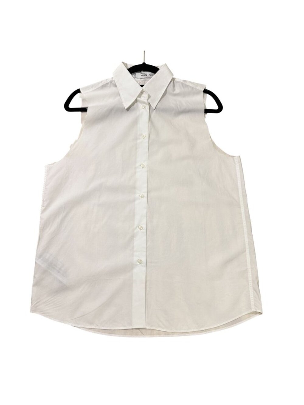 MNG Mango Women White Sleeveless Button Up Shirt Regular Fit Size S NWT